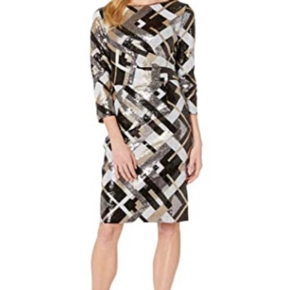 Marina Full Sequin Lined Dress Size 6 NWT